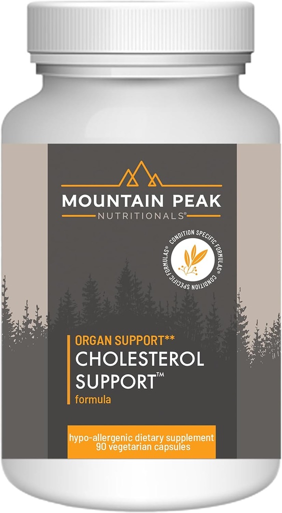 Nutrición de picos de montaña Suplemento de apoyo colesterol - con extracto de Artichoke, CoQ10, & arroz de levadura roja - Fórmula de base vegetal apoya los niveles de salud cardíaca " lípidos saludables (90 cápsulas vegetarianas)