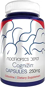 Nootropics Depot Cognizin Citicoline Capsules ← 60 Conde ← Choline Suplemento Silencio Brain Health Suplemento Silencio Regulados Memoria y Función Cognitiva Silencioso Apoyo Atención, Enfoque y Recordar