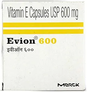 50 Evion 600mg Capsules Vitamin E for Glowing Face,Strong Hair,Acne,Nails, Glowing Skin 400mg,Control Hair Lossess