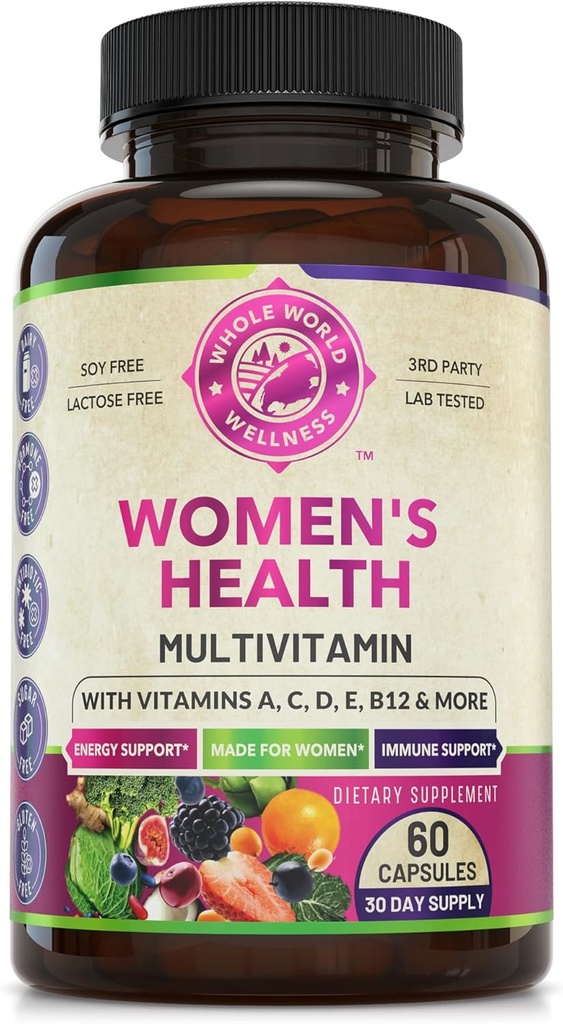 Womens Daily Multivitamin Multimineral Supplement for Energy, Mood, Focus, Hair, Skin & Nails. Hecho para Mujeres con 30+ Nutrientes, Fruta &amp; Energía Blend. Mujeres Vitaminas 60 cápsulas. Hecho en los Estados Unidos.