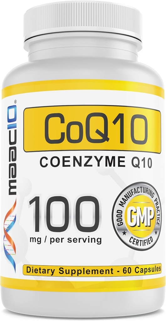 MAAC10 100mg CoQ10 (60 cápsulas) Silencio Antioxidante CoEnzyme Q10 para niveles de energía - No GMO, Gluten Free, Vegetariano (60 Day Supply)