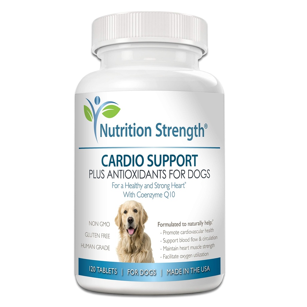 Cardio Support for Dogs Plus Antioxidante, L-Carnitina, L-Taurina, con Coenzima Q10 y vitamina E, promueve un corazón sano y fuerte del perro, 120 tabletas Chewable