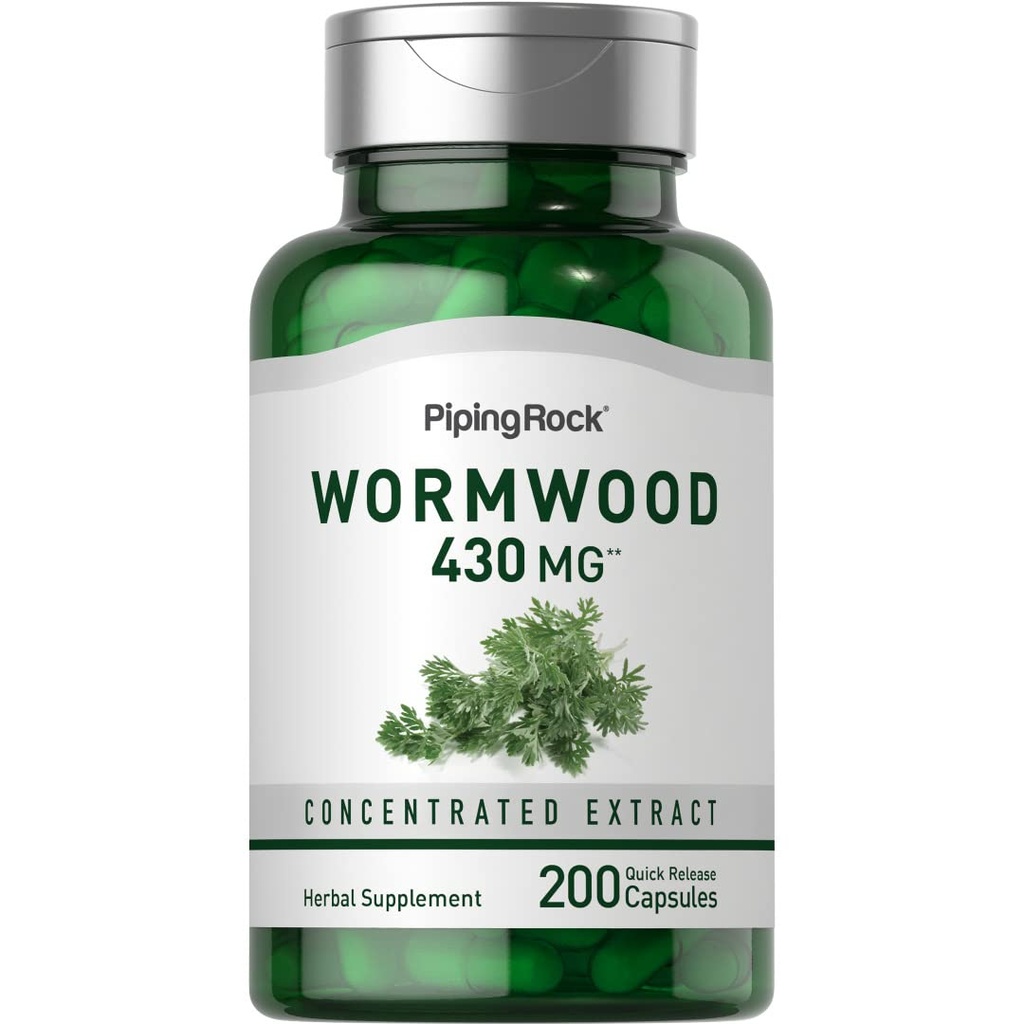 Piping Rock Wormwood Capsules 430mg  200 Count ← Concentrated Herbal Extract Silencio Artemisininin Supplement ← Non-GMO, Gluten Free