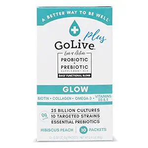 Probióticos GoLive " Prebióticos para Mujeres y Hombres Glow for Beauty, Sugar-Free Synbiotic Powder. +25 Bllion CFUs; 10 Strains Clínicas para Salud Salud Salud Salud Salud Salud Salud Salud Salud, Inmune " , 10 Conde (Pack of 1)