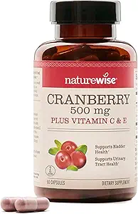 NatureWise Cranberry Pills for Women - Extract Equal to 12,500mg* Cranberry Supplement + Vitamin C & E - Cleansing Urinary Tract & Bladder - Vegan, Non-GMO, Sugar-Free - 60 Capsules[1-Month Supply]