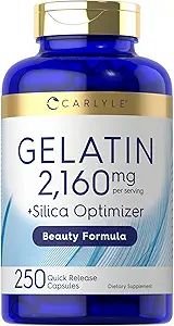 Carlyle Gelatin Capsules TEN 2160 mg TENIDO 250 Píldoras TENIDOS CON Silica Optimizador TENIDO NO GMO, y Gluten Suplemento gratuito