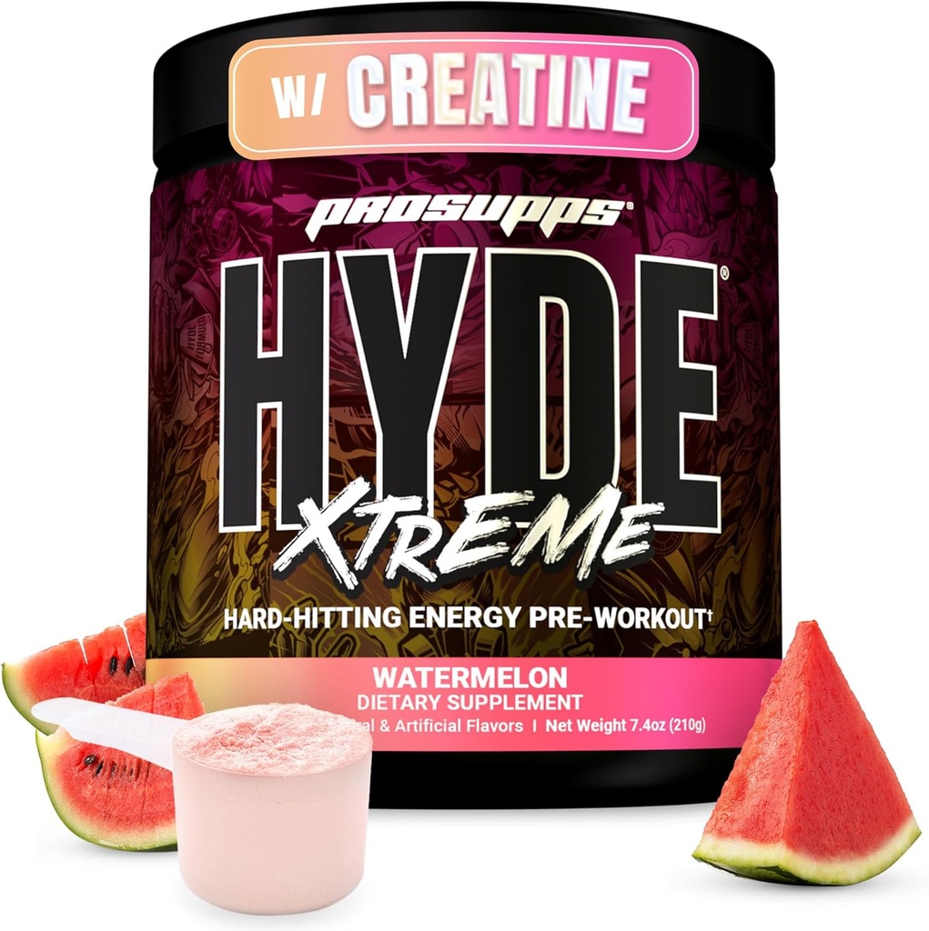 PROSUPPS Mr. Hyde Xtreme Pre Workout Powder with Creatine, Beta Alanine &amp; Caffeine – Extreme Energy, Pumps, Focus &amp; Performance - Fitness &amp; Gym Supplements for Men &amp; Women (Watermelon, 30 Servings)