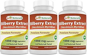 Mejores Naturales Bilberry 1000 Mg 90 Capsules (90 Cuenta (Pack of 3))