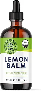 Vimergy Organic Lemon Balm Tincture Herbal Suplemento – 175 mg de 10:1 Lemon Balm Extract per Serving, se puede utilizar en Té - USDA Certified Organic, Non-GMO, Alcohol-Free –115 mL (1 mL/Serving)
