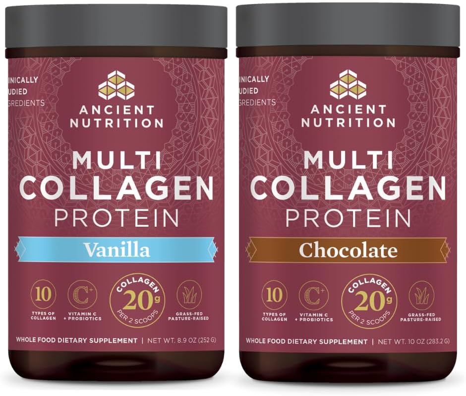 Antigua Nutrición Multi Collagen Protein Powder, Vainilla, 24 Servimientos + Multi Collagen Protein Powder, Chocolate, 24 Servimientos