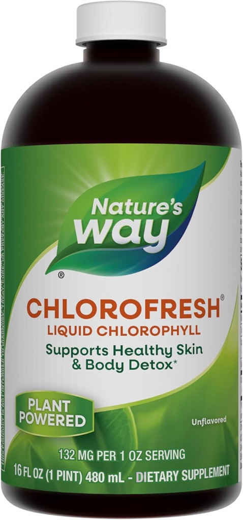 Manera de la naturaleza Chlorofresh Liquid Chlorophyll, apoya la piel sana " Body Detox*, Desodorante interno*, Desarrollado, 16 Oz