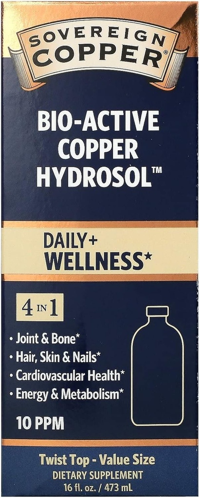 Sovereign Silver Natural Immunogenics Bio-Active Copper Hydrosol, 10 ppm 16 oz Liquid