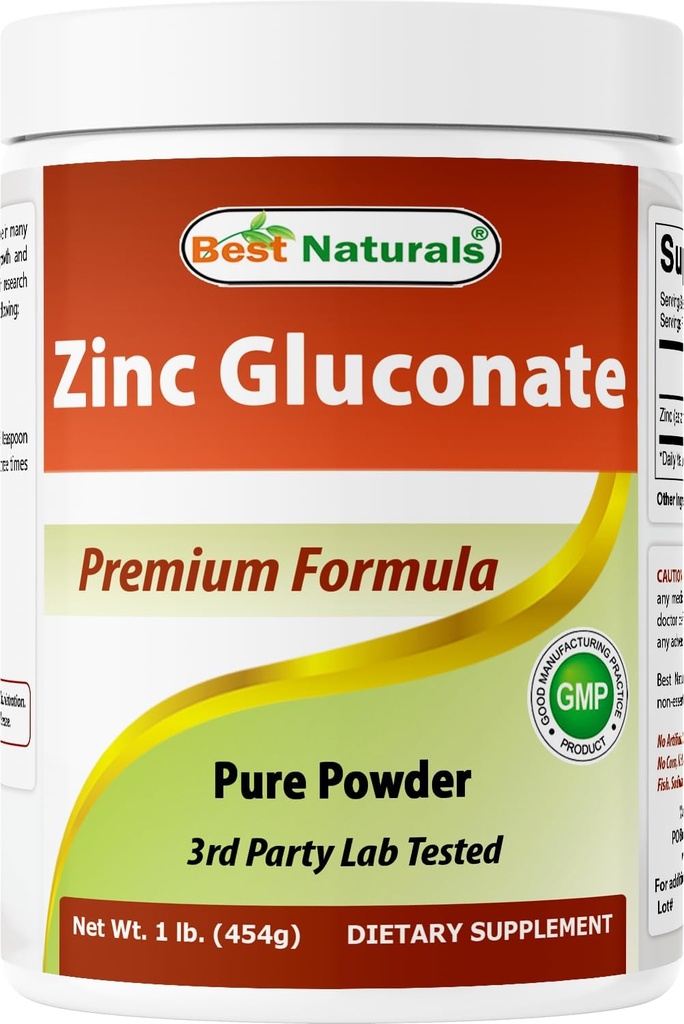 Mejores Naturales Zinc Gluconate Pure Powder 1 Libra