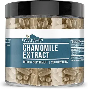 Elementos terrestres Chamomile Extracto 200 Capsules, Puro ' Undiluted, No Additives