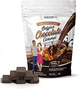 BariatricPal Citrato de Calcio sin Azúcar Citratos blandos TENIDO 500 mg con vitamina D &amp; Probióticos Silencio Belga Chocolate Caramel ANTE 90 Conde (1 Mes de Suministro)