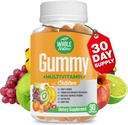 Niños Gummy Multivitamin - Esenciales diarios completos Niños Vitaminas y Minerales para el bienestar general, 90 Gummies. Sabor de frutas, sin azúcar artificial, lácteo y sin gluten