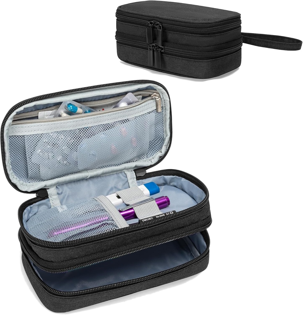 Trunab Bolsa de viaje portátil con caja de píldoras semanales organizador 2 veces al día, caja de píldoras, vitamina, aceite de pescado, suplementos Holder