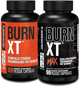 Jacked Factory Burn-XT Clinically Studied Fat Burner &amp; Weight Loss Suplemento (120 cápsulas) & Burn XT Max High-Performance Fat Burner & Appetite Suppresant (90 cápsulas)