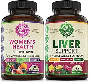 Womens Daily Multivitamins " Liver Cleanse Detox Repair Formula (One Bottle each) - Apoya Holistic Wellness, Energy Boost, Focus " Liver Health. Hecho en Estados Unidos.