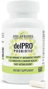 Biotics Stellar - Delpro Probiotic (+ Del-Immune V & Prebiotic Blend) promueve la salud óptima del Gut, la digestión, el soporte inmunológico " Mood (60 cápsulas)