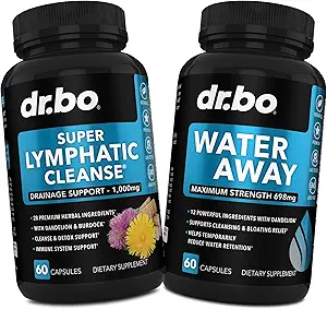 Lymphatic Drainage Supplements Pills & Water Away - Lymphatic Support Total Herbal Cleanse Products & Natural Water Pills Diuretics for Retention - Lymph Node Detox Cleanse System Drainage