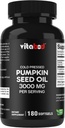 Cold Presionado Pumpkin Seed Oil 3000mg por Serving - 180 Softgels - No Gluten Free