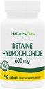 NaturesPlus Betaine HCl (Hydrochloride) - 600 mg, 90 Tablets - Suplemento de Apoyo Digestivo, Alivia los síntomas de la indigestión de acidez ocasional - hipoalergénico, libre de gluten - 90 Servimientos
