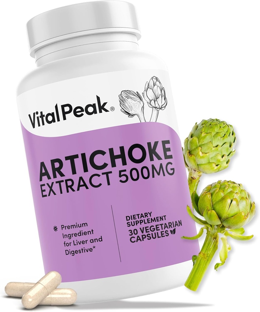 Artichoke 500 mg Suplemento - Potent Artichoke Extract Capsules for Liver Health & Digestive Support - Artichoke Leaf Extract Promotes Energy & Focus - 30 Capsules