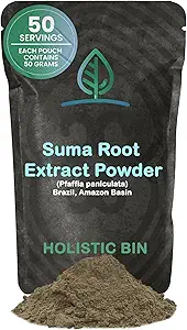 Holistic Bin Wild Harvested Root Ginseng Powder – Brasileño Suma Root Ginseng para té " Smoothies – Extracto Adaptógeno – No GMO – 50 gramos