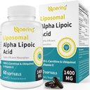 Liposomal Alpha Lipoic Acid 1400mg Softgels, ALA Supplement with L-Carnitine 1000mg, Ubiquinol (Active CoQ10) 100mg and Vitamin E 10mg,Alpha-Lipoic Acid for Antioxidants, Nerve,Energy 60 Softgels
