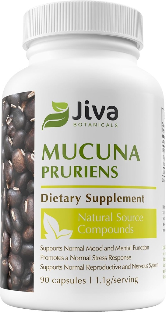 Jiva Botanicals - Mucuna Pruriens Capsules- Velvet Beans - Mucuna Pruriens Extract in Powder Form - 90 Capsules
