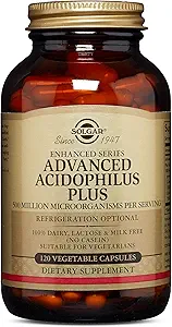 Solgar Advanced Acidophilus Plus, 120 cápsulas vegetales - Apoya Flora Intestinal Saludable - 500 millones de microorganismos Por Servir - Gluten &amp; Dairy Gratis - Vegetariano - 120 Serviciones