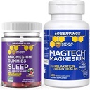 Natural Stacks Magtech Magnesium + Sleep Magnesium Citrate Gummies Bundle - 4 Formas de Magnesio - Apoyos Relajación y Salud Cerebro* - 210 piezas