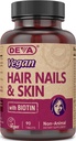 DEVA Pelo vegano, uñas " vitaminas de piel " minerales con biotina, suplemento, 90 tabletas