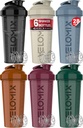 VELOMIX -6 PACK- 28 oz Protein Shaker Bottle for Protein Mixes - 6x Wire Whisk ← Leak Proof Shaker Cups for Protein Shakes ← Protein Shaker Bottle Pack ← Protein Shake Cup (Earth Tones Collection)