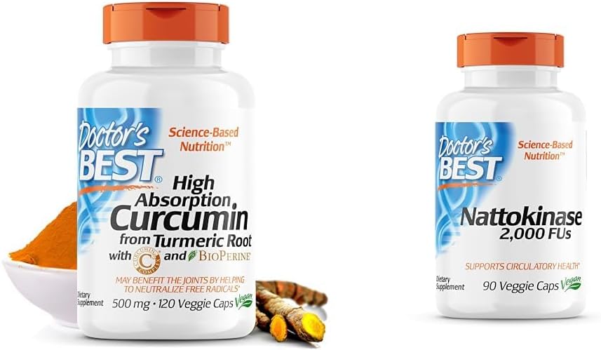 Mejor DRB-00107 Curcumina de alta absorción de la raíz tormérica con Complejo C3 &amp; BioPerine 500mg " Nattokinase - 2, 000 FU de Enzyme, apoya la salud cardíaca " Circulatorio " Sangre normal