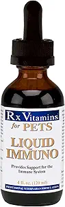 Rix Vitaminas Liquid Immuno Dog y Cat Immune Support - L-Lysine para gatos - Reishi Mushroom Suplemento para perros - Feline & Canine Immune System Support - Bacon Flavor - 4 oz