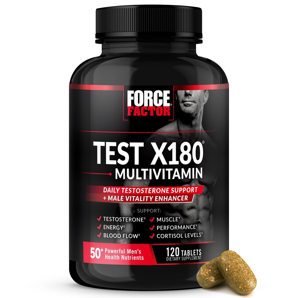 Prueba FACTOR X180 Multivitamínico, Suplemento de Booster de Testosterona para Hombres, Musculo de Apoyo, Fuerza, Performance " Vitality, 50+ Nutrientes para la Salud de los Hombres " Todas 13 Vitaminas Esenciales, 120 Tabletas