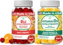 Lunakai Vitamina B12 y Vitamina D3 Gummies Bundle - 3000 mcg B12 y 25 mcg 1000 UI VIT D3 - Gluten Free, No Corn Syrup, Orgánica, No GMO, Gelatina Basada en Planta Gratis