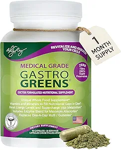 Dr. Liz Cruz Gastro Greens - Suplemento de Verdes, Suplementos dietéticos con hierbas, Suplementos para Mujeres, Hombres y Niños, No GMO, Alimentación entera, 90 cápsulas vegetales