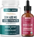 Herbal Hormon Balance Tintura " Extra Strength DIM Suplemento ANTE Hormon Balancing Bundle con 400mg DIM Capsules (90 Servings) y Liquid Cycle Support Supplement for Women (60 Servings)