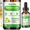 gotas líquidas de magnesio Glycinate, 1000mg Magnesium Glycinate, Citrate & Threonate with Cellulose Fiber, L-Theanine, Vitamina B &amp; C para el sueño, músculo, energía &amp; relax, sabor libre de azúcar