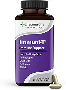 LifeSeasons Immuni-T - Immune Support Supplement - Immunity System Booster - Natural Cold & Flu Relief - Elderberry, Echinacea, Andrographis, Arabinogalactans & Olive Leaf - 90 Capsules