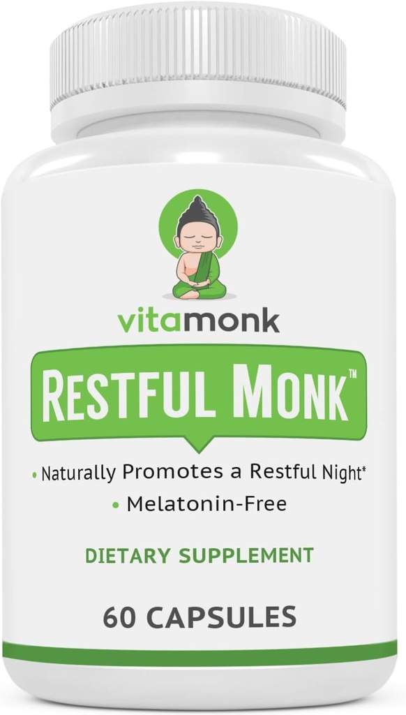 VitaMonk Melatonin Asistencia para dormir gratis con Magnesium, GABA, Theanine y Apigenin - Ayuda para dormir natural sin melatonina, Ayudas para dormir naturales para adultos, píldoras para dormir para adultos, Ayudas para dormir para adultos
