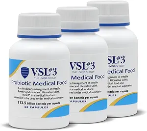 VSL #3® Probiotics for Digestive Health, IBS & UC Symptoms - 112.5B CFUs, High-Potency, Multi-Strain, Live, Refrigerated Probiotic, Medical Food for Gut Health Support in Men & Women, 180 Capsules