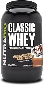 NutraBio Classic Whey Protein Powder- 25G de Protein Por Scoop - No Fillers, Colores artificiales, conservadores - Chocolate Milkshake, 2 libras