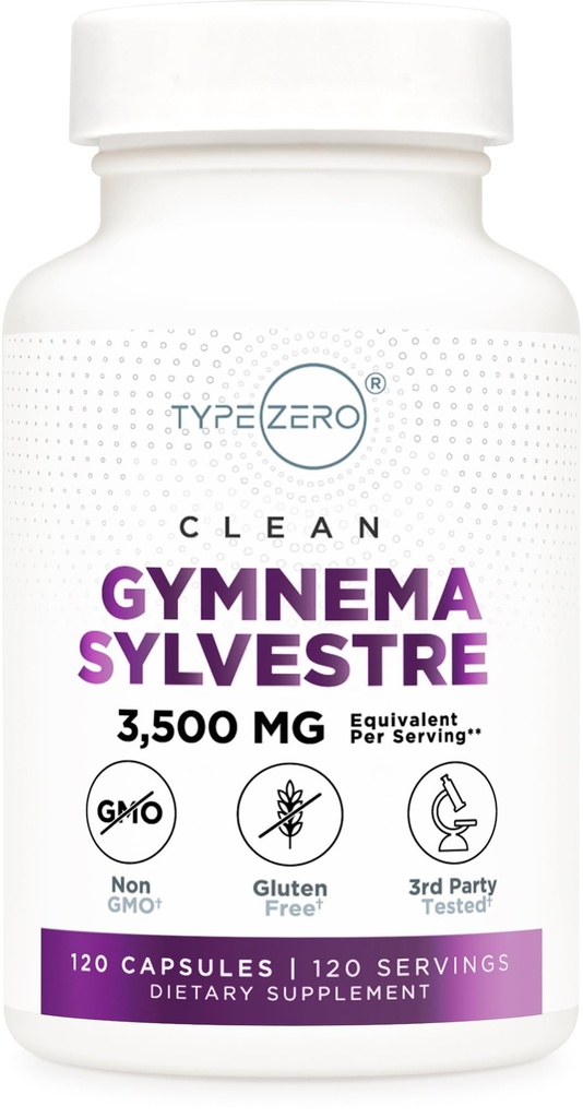 Tipo Zero Clean Gymnema Sylvestre Capsules (120 Servings, 3.500 MG Equivalent Por Serving) - Non-GMO, Gluten Free