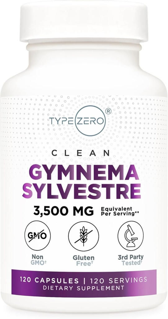 Tipo Zero Clean Gymnema Sylvestre Capsules (120 Servings, 3.500 MG Equivalent Por Serving) - Non-GMO, Gluten Free