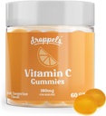 Droppels Vitamina C Gummies, 180mg – Vegan, Pectin Plant-Based Immune Support Suplemento Booster – Tangerine Flavor, 60 Cuenta (1-Month Supply)