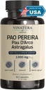 VINATURA Pao Pereira + PAU D'Arco, Astragalus - 1300MG Serving, USA Hecho " Tested, Stem Cells and Immune Support, 60 Capsules